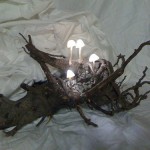 Лампа из дерева с грибами своими руками